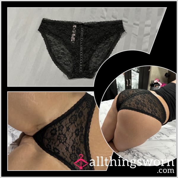 Black Flower Lace Victoria’s Secret Panties | Size Medium | 24 Hour Wear!!