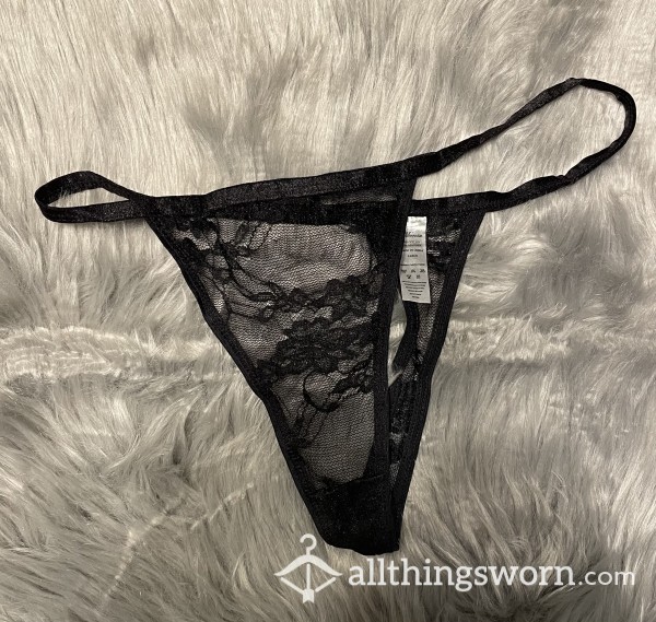 Black Flower Thong