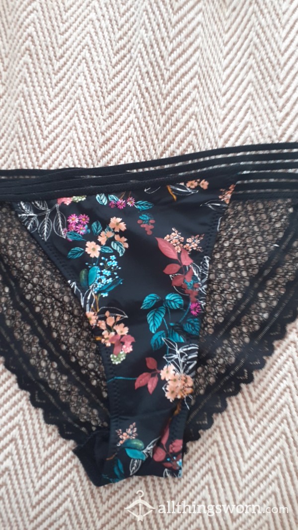 Black Flowers Panties