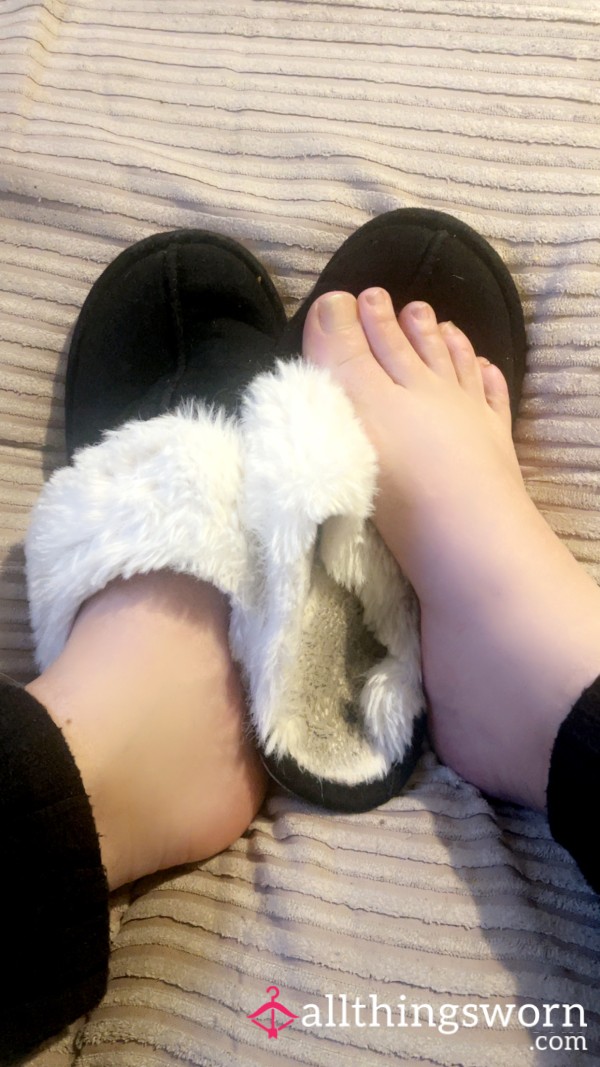 Black Fluffy Slippers.