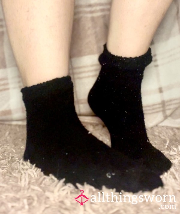 🖤 Black Fluffy Socks With 2 Minute Video + Photo-Set ♡ £3 P&P UK