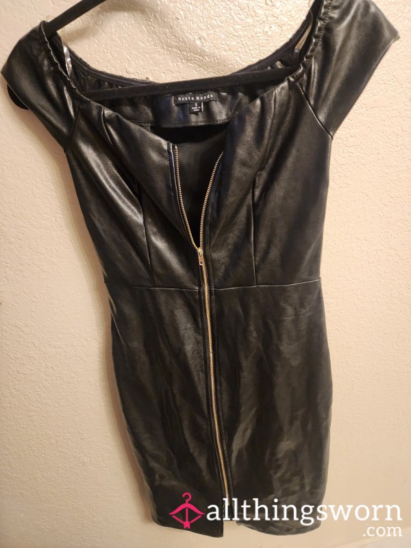 Black Gothic Faux Leather Dress