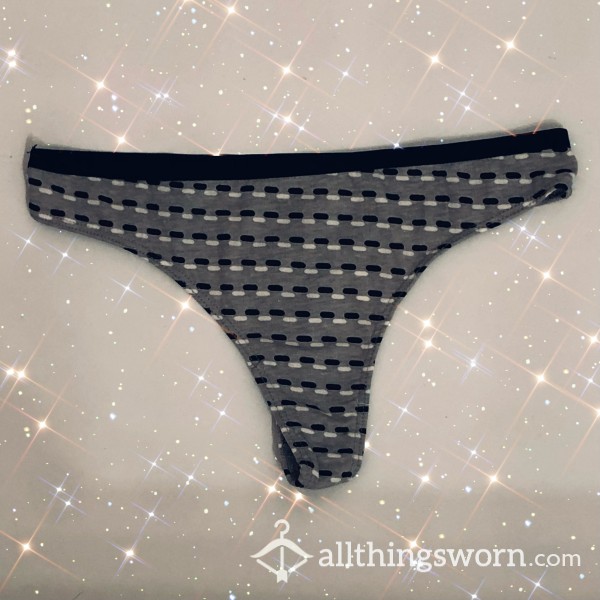 BLACK & GREY POLKA DOT THONG