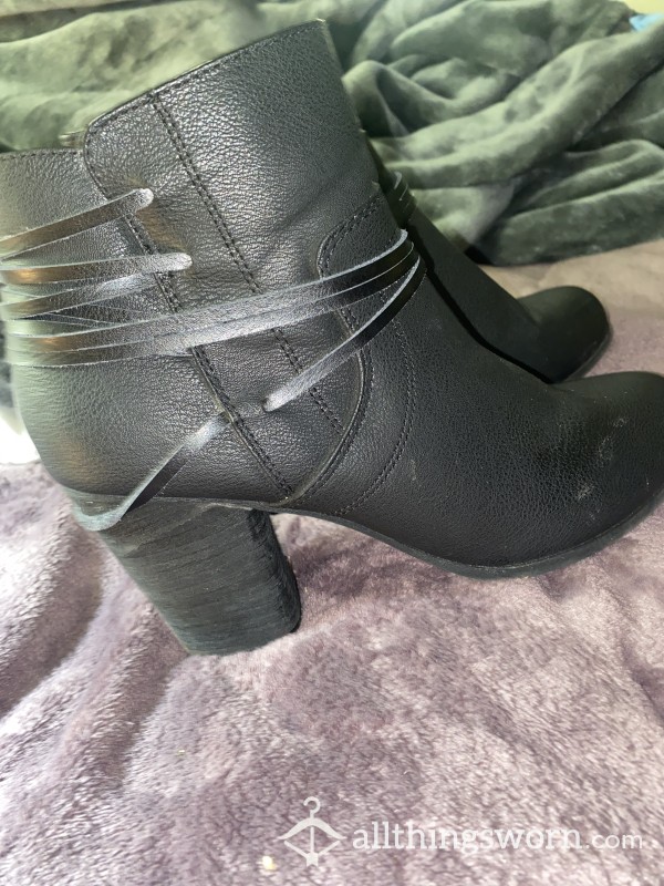 Black Leather Heeled Boots