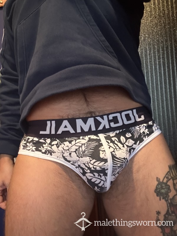 Black Jockmail Flor*l Briefs