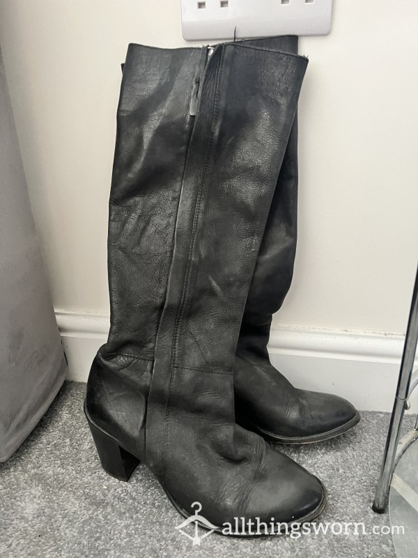 Black Knee Boots Worn