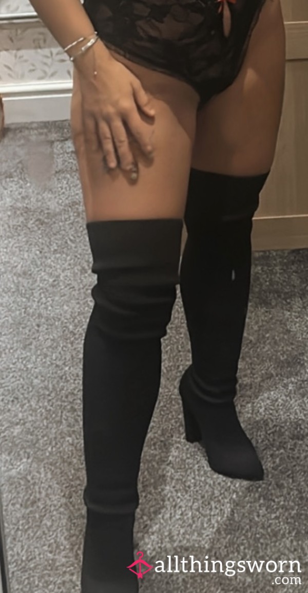 Black Knee High Boots Worn