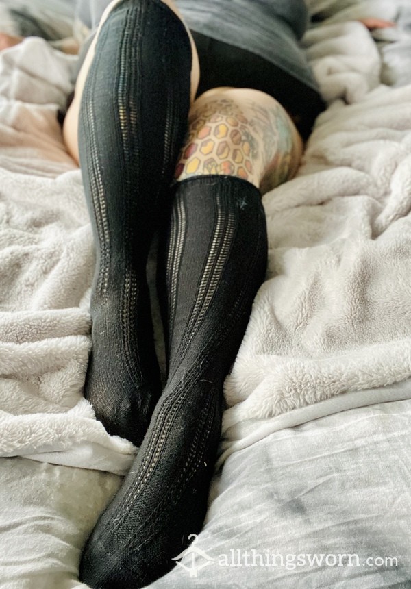 Black Knee High Socks