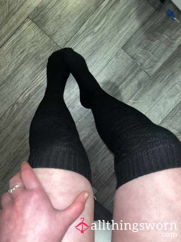 Black Knitted Knee High Socks