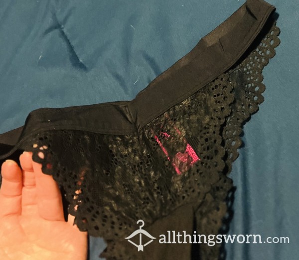 Black La Senza Lace Cutout Thong