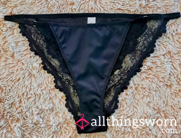 Black Lace Back Nylon Panties