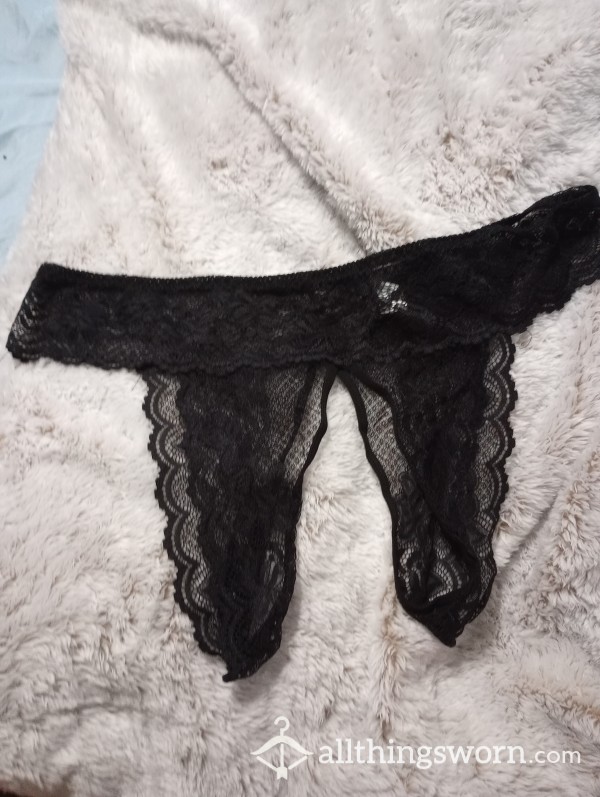 Black Lace Crotchless And Open A**