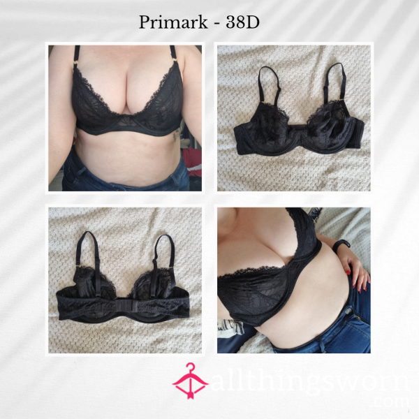 Black Lace Non-Padded Primark Bra | Size 38D | 3 Days Wear | Includes Lifetime Access To My Boobies Folder - From £30.00 + P&P