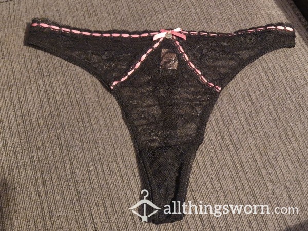 Black Lace Ribbon Boux Avenue Thong