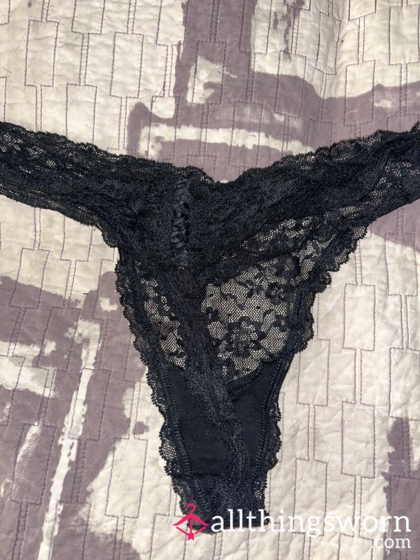 Black Lace Ribbon Victoria Secret Thong