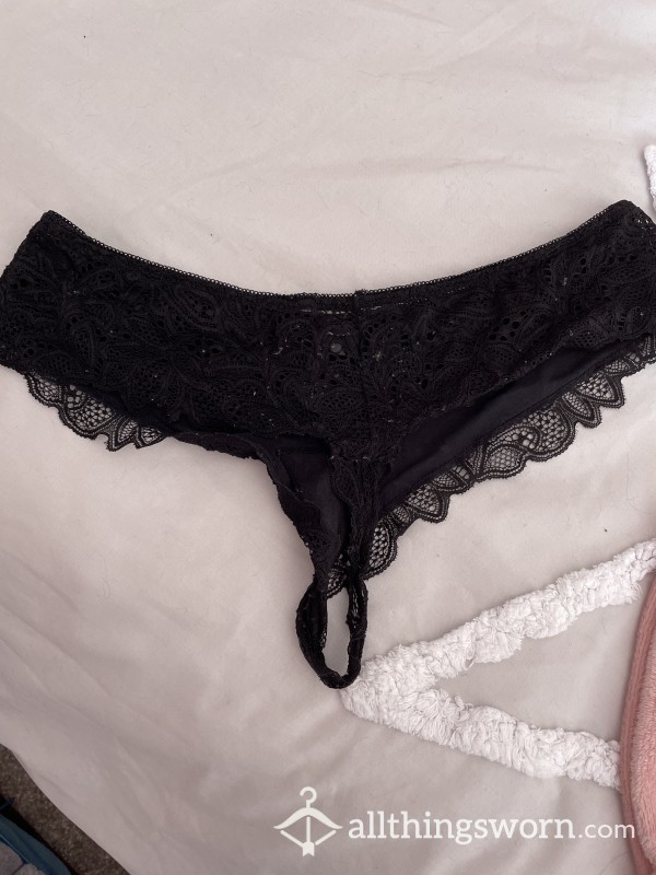 Black Lace Thong Size 14