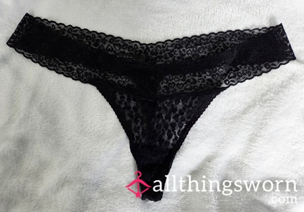 Black Lace Thong (wear On Purchase)