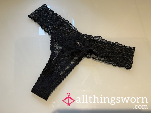 Black Lace Thong, Worn For 4 Days