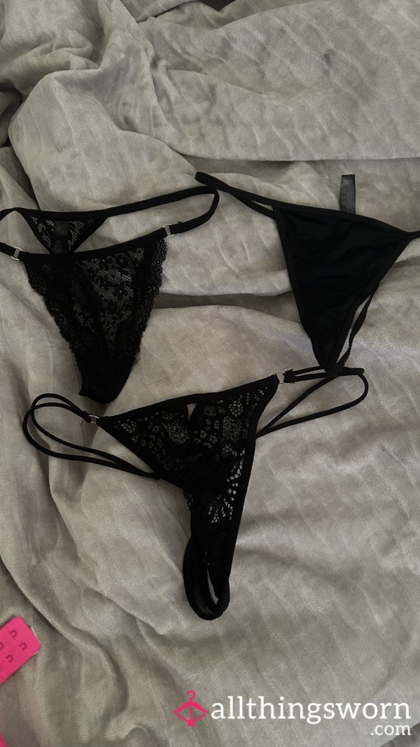 Black Lace Thongs X3