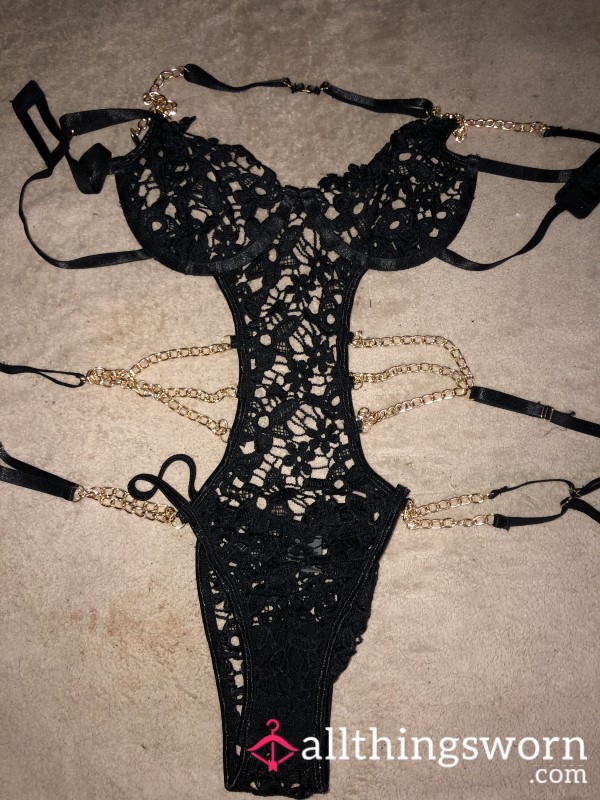 Black Lace With Gold Chains