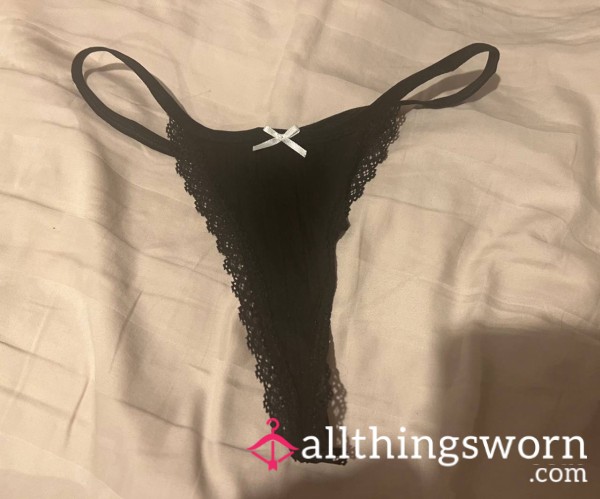 Black Laced Used Thong