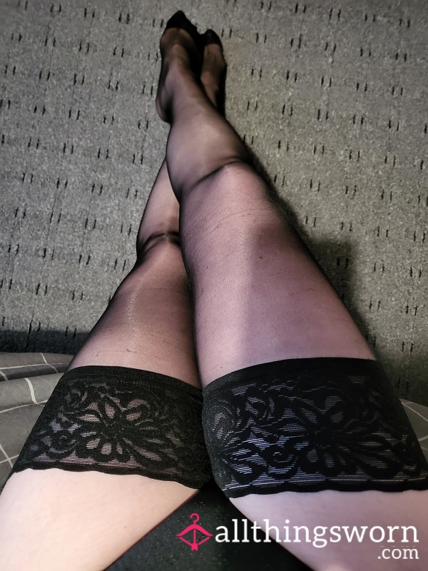 S**y Black Lacey Hold Ups