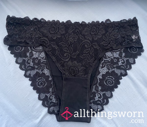 Black Lacey Plus Sized Worn Knickers