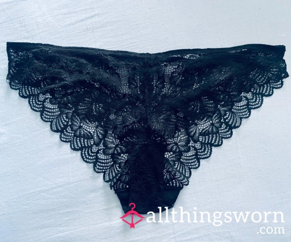 Black Lacey Plus Sized Worn Knickers