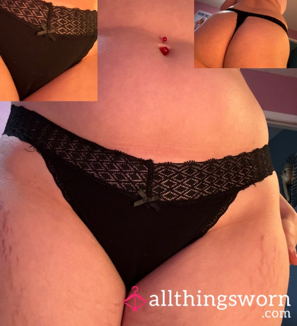 Black Lacey Thong