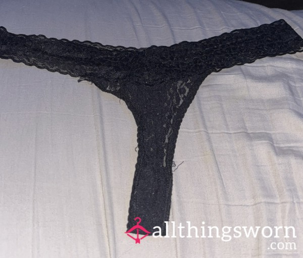 Black Lacey Thongs