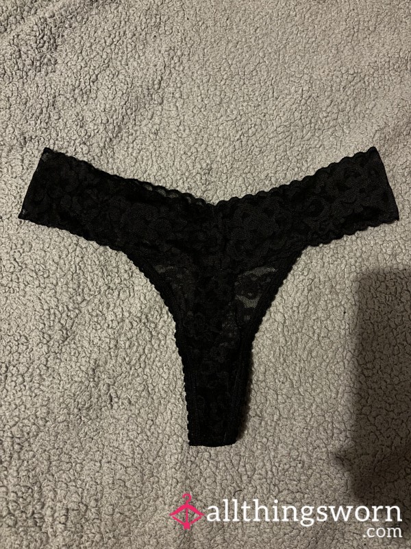 Black Lacey Thongs (worn)