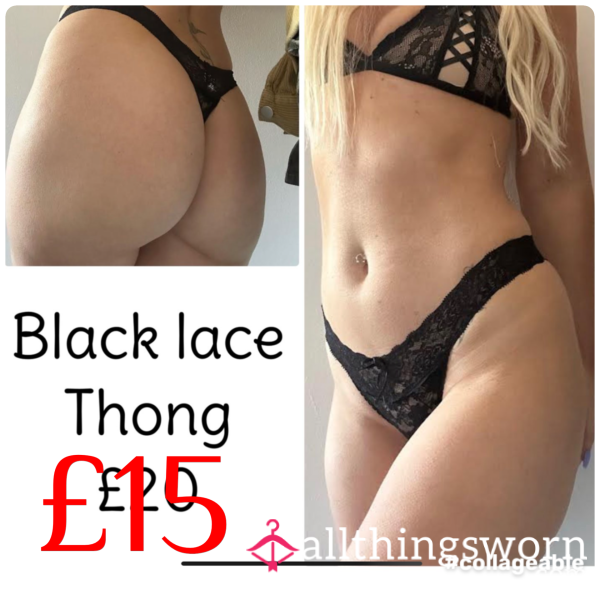 **SALE** Black Lacy Thong