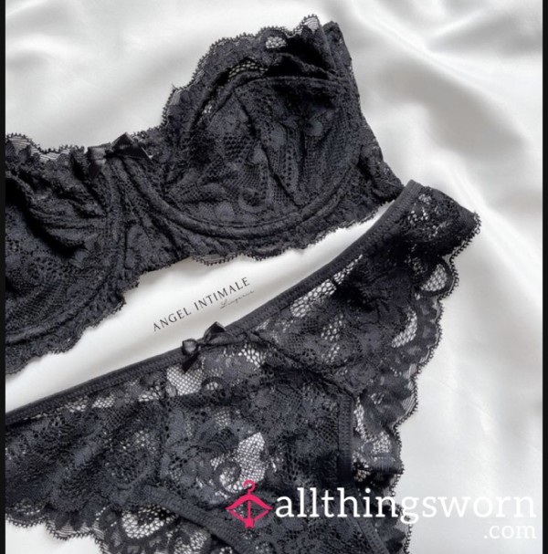 Black Lacy Thong Underwear Worn And Used