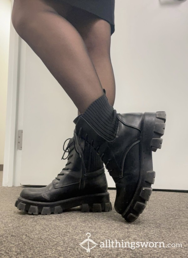 Black Leather Combat Boots