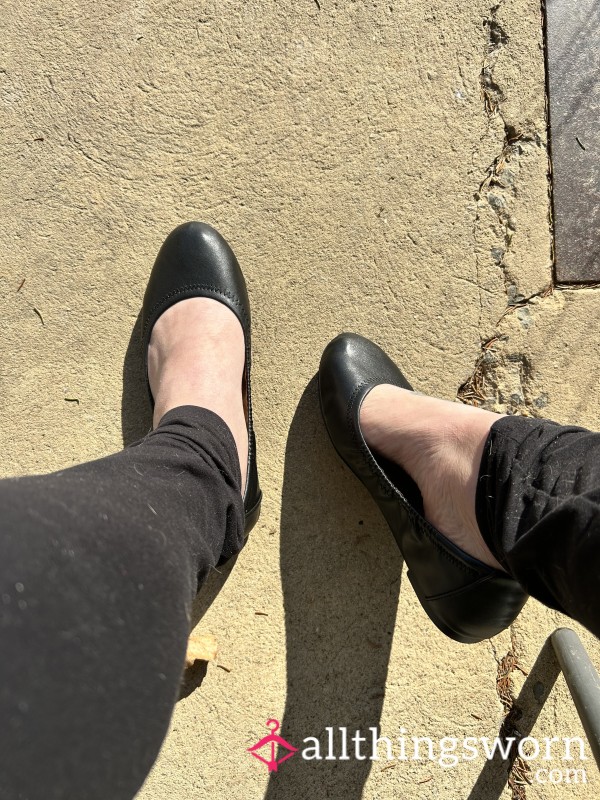 Black Leather Flats