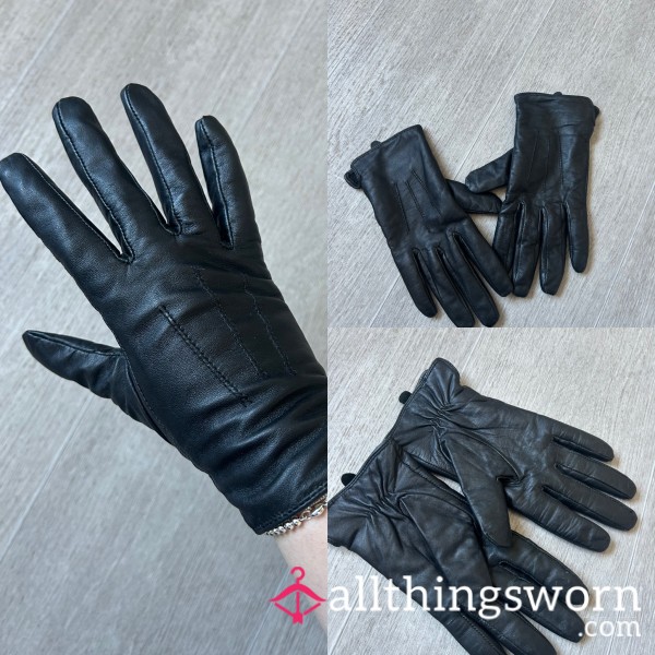 Black Leather Gloves M/L - Well Worn🖤