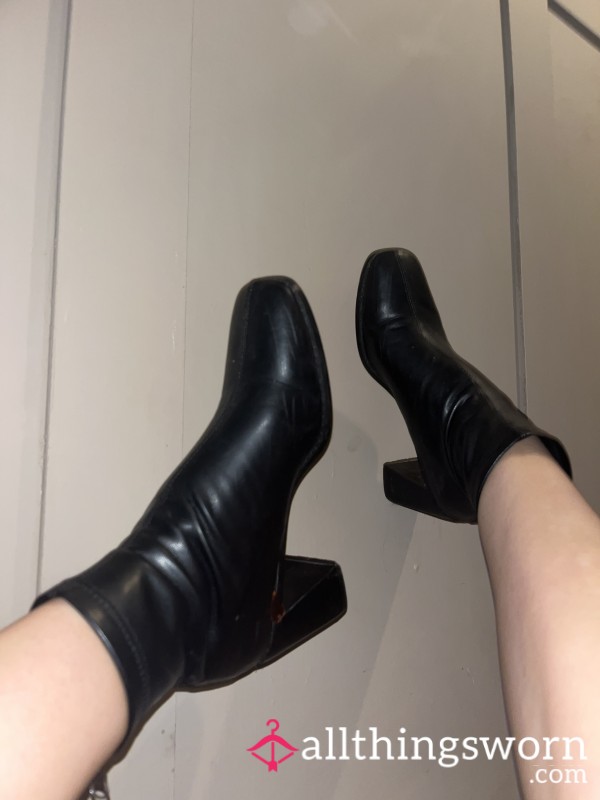 Black Leather Heeled Boots