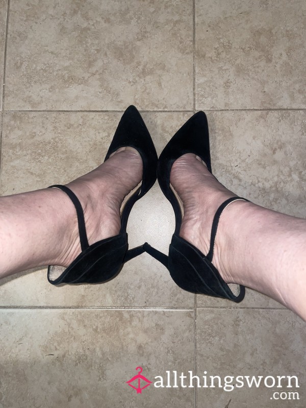 Black Leather High Heels Pointy Toe Stinky Smelly