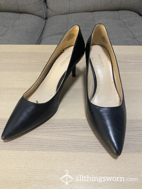 Black Leather Office Pumps