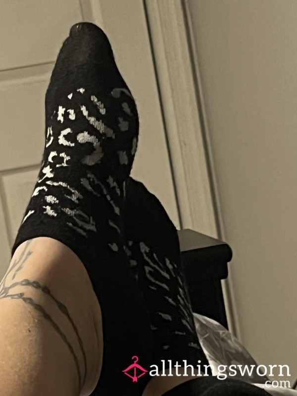 Black Leopard Ankle Socks