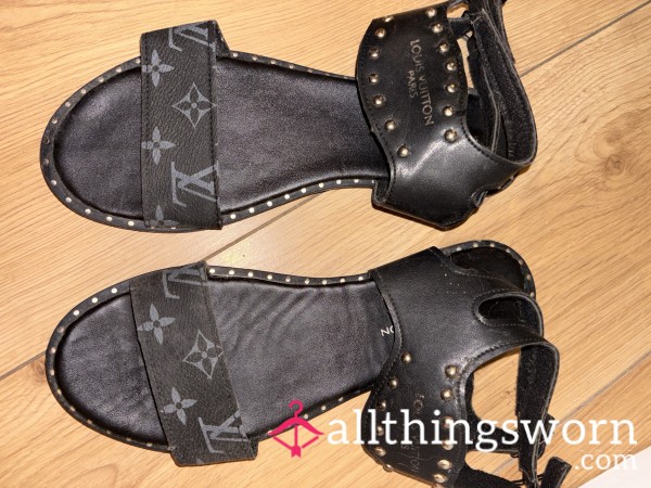 Black LV Dupe Sandals.