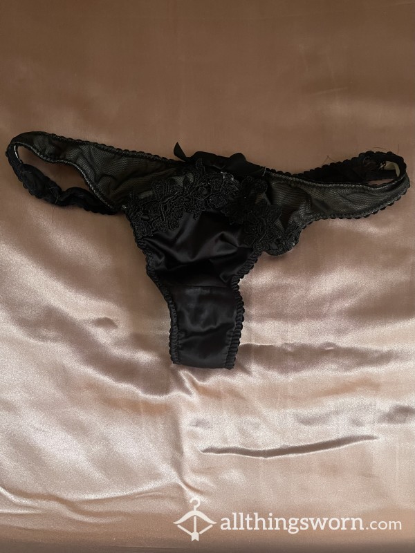 Black Mesh & Old Worn Lace S**y Thong