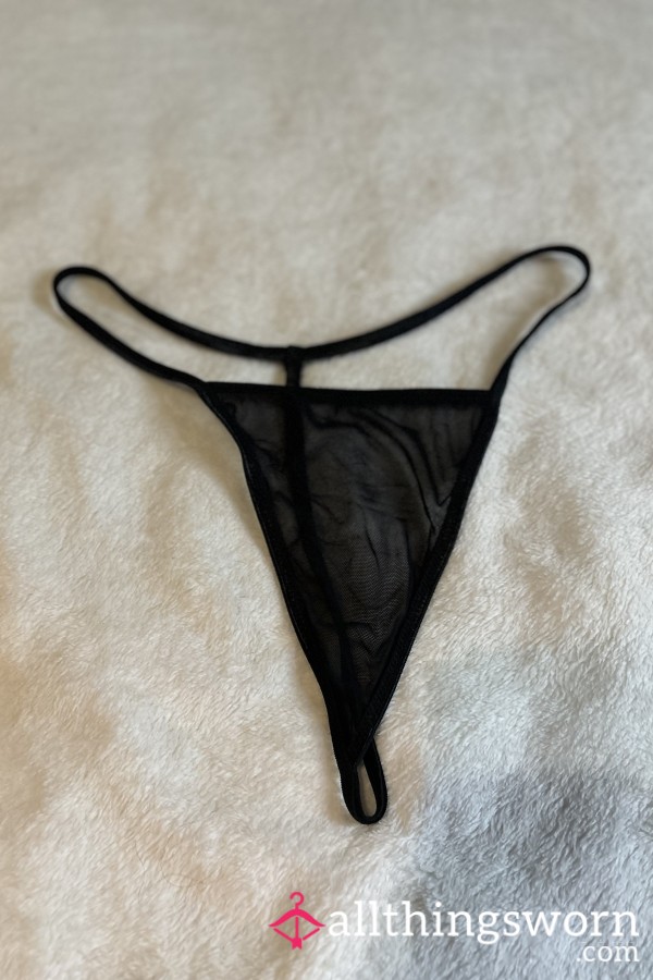 Black Mesh S**y Worn G String Thong Panties