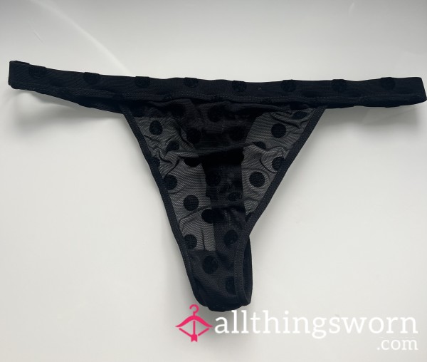 Black Mesh Spotty Thong