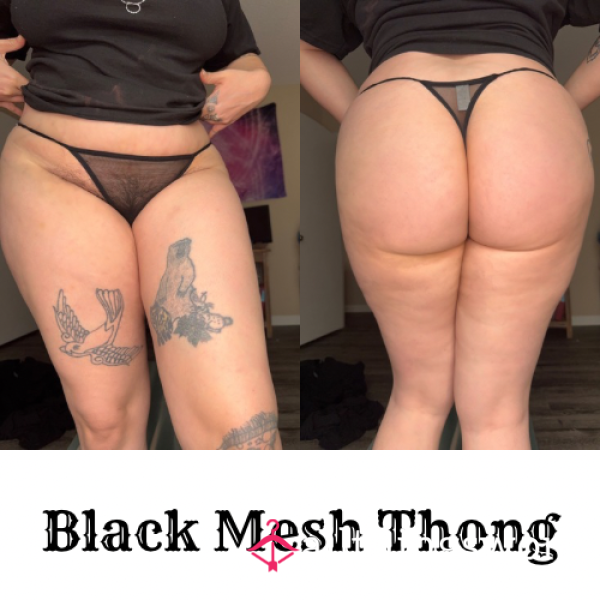 Black Mesh Thong