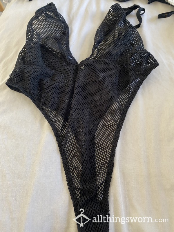 Black Mesh/net Fishnet Bodysuit