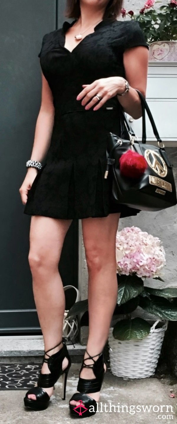 Black Mini Skirt Dress With Slight Neckline