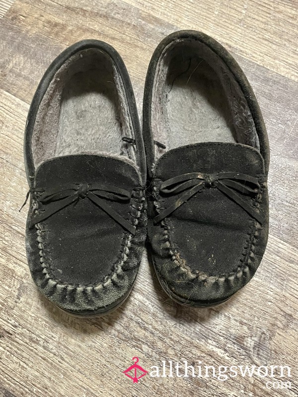 Black Moccasin Slipper Shoes