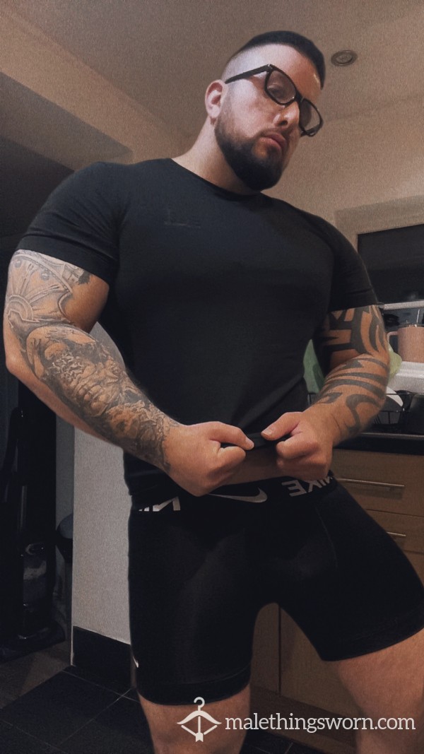 Black Nike Dry Fit Boxers And Black Armani T-shirt Compression Set