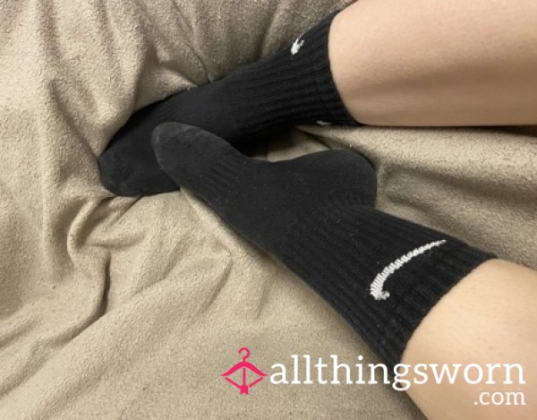 Black Nike Old Socks With Holes